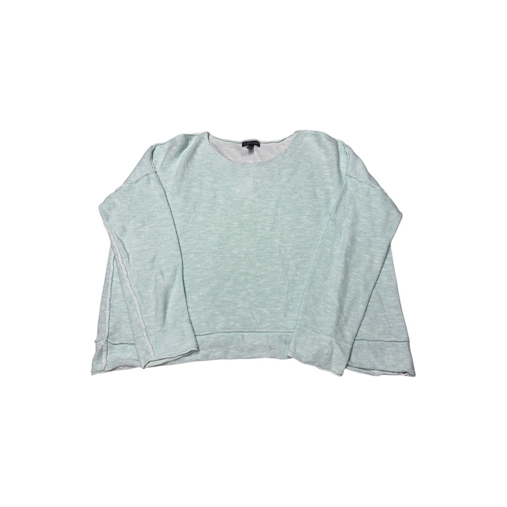 Eileen Fisher Mint Green Organic Linen Cotton Boxy Knit Sweater‎ Womens Medium